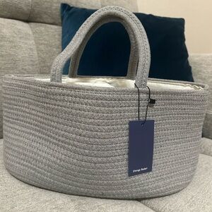Comse Gray Woven Tote Bag/Diaper Caddy
